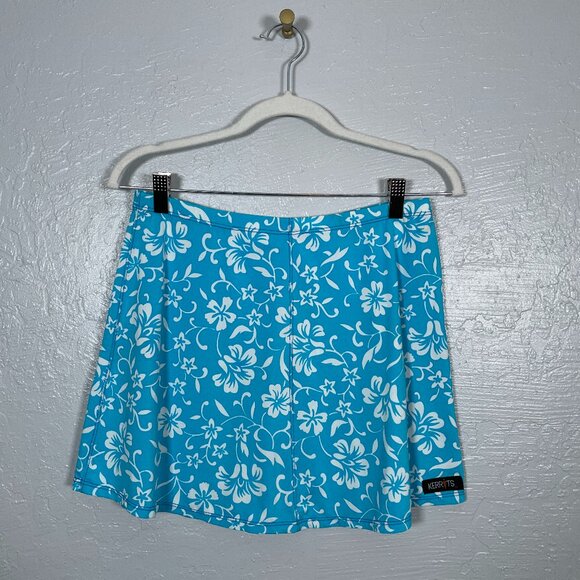 Kerrits Women M Blue White Floral Skirt Lightweight Equestrian Riding Stretch - Picture 1 of 5